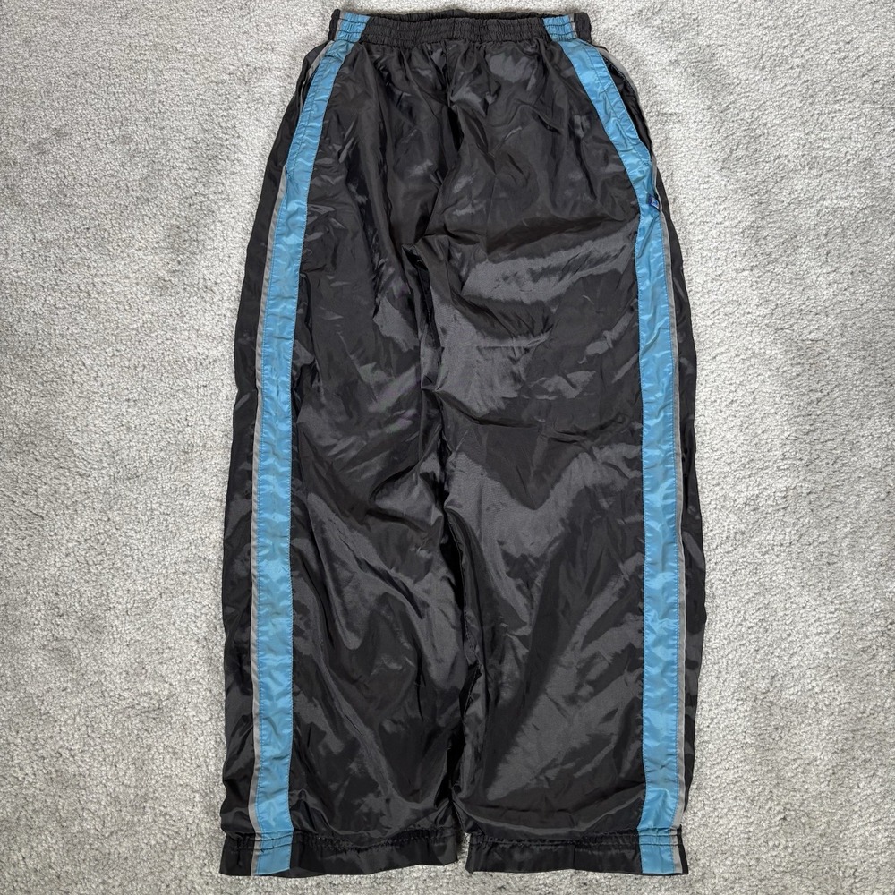 Vintage Starter Track Pants Youth Boys L Black Blue Windbreaker Fleece Lined Y2K
